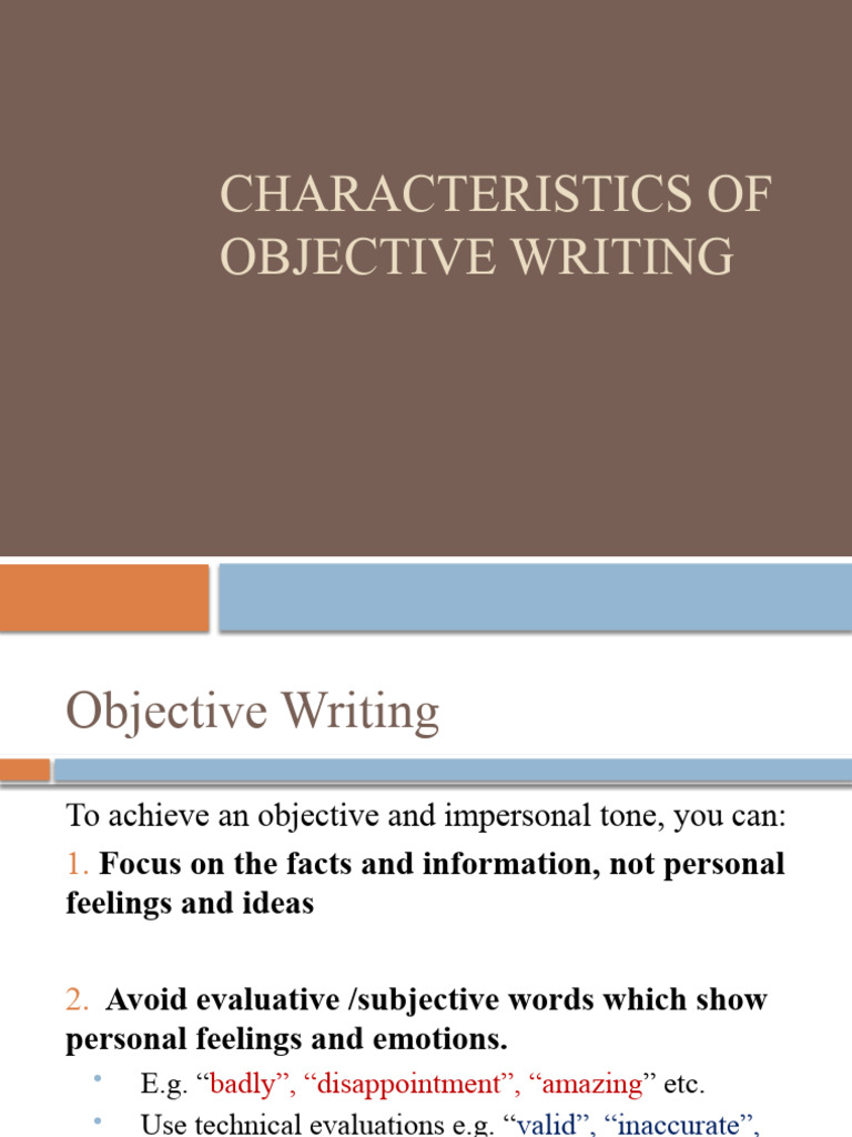 Objective Writing | Download Free PDF | Feeling | Verb