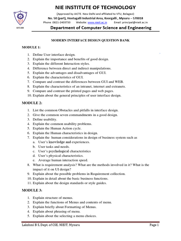 MIDQuestion Bank 2 PDF Graphical User Interfaces User Interface