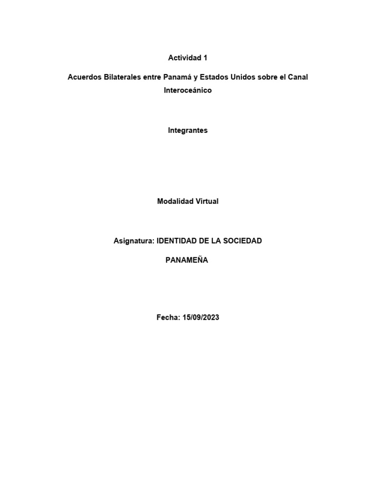 Act#1-Identidad de la sociedad panameña. | PDF | Panamá | canal de Panama