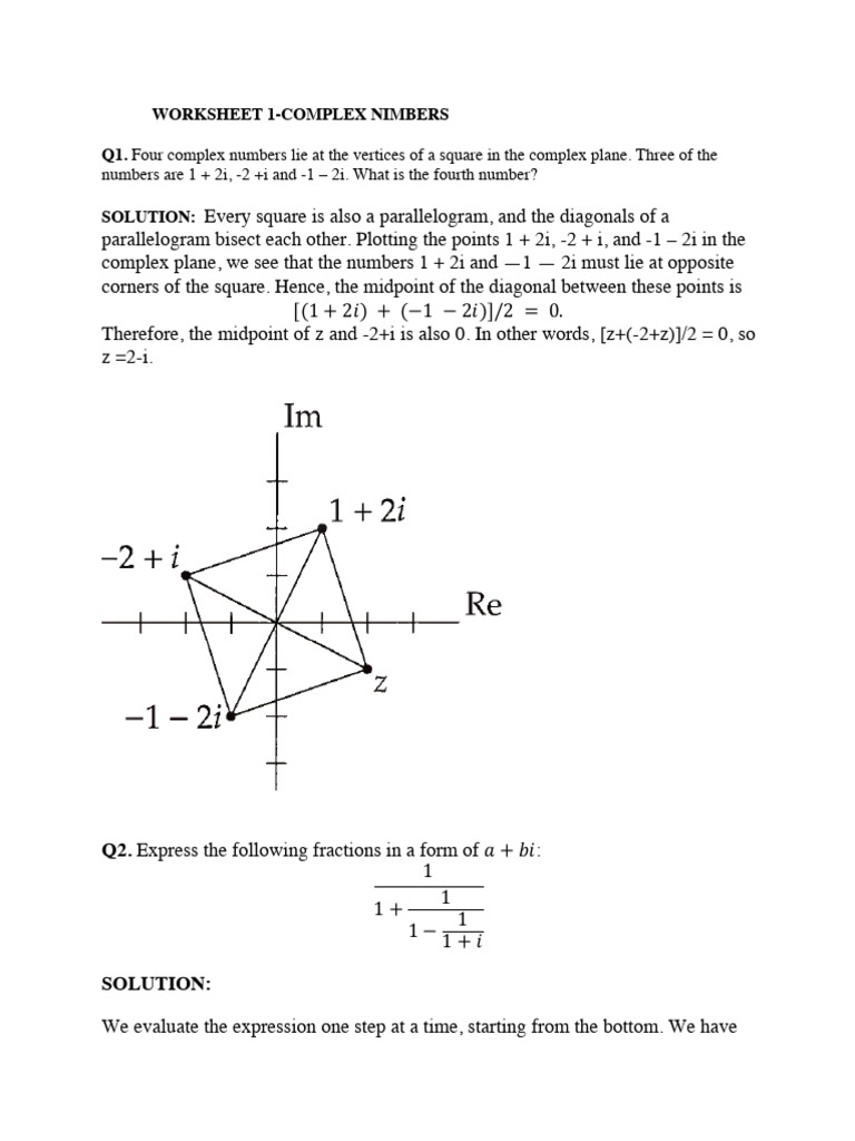 Worksheet 1 Complex | PDF
