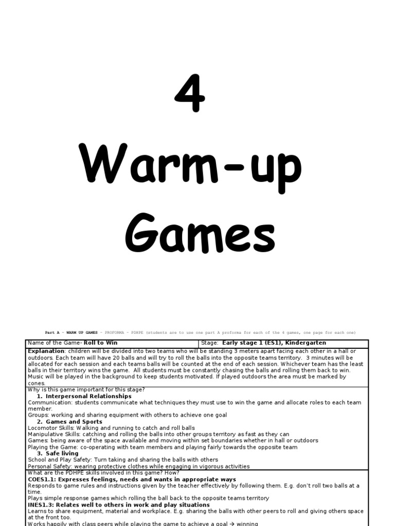 Fun Warm Up Games!!! PDF Nonverbal Communication Communication