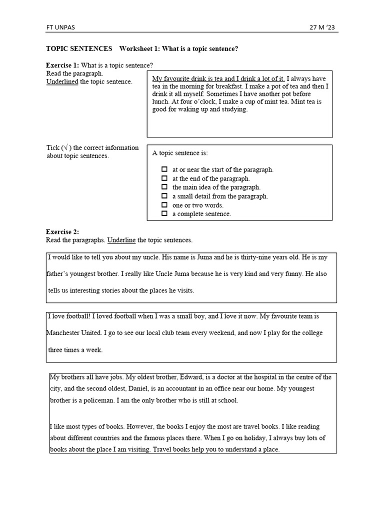Main Idea Practices | PDF