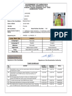 Government of Karnataka Centralised Admission Cell Karnataka Teacher Eligibility Test - 2023 Admission Ticket