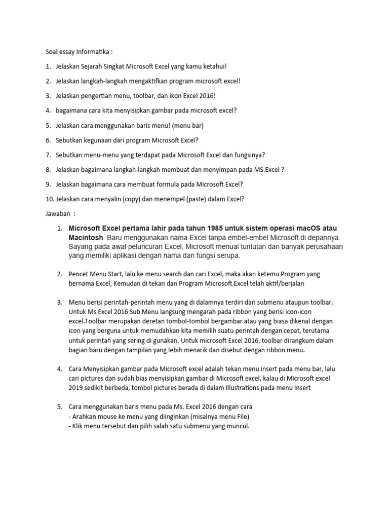 Soal essay informatika kelas 8 puh pdf