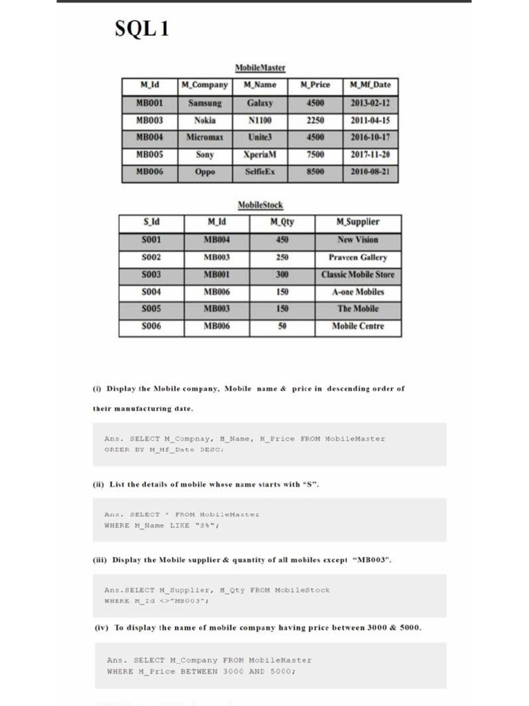 5 SQL Tables | PDF