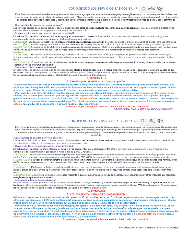 Conociendo Los Servicios Basicos 3º | PDF