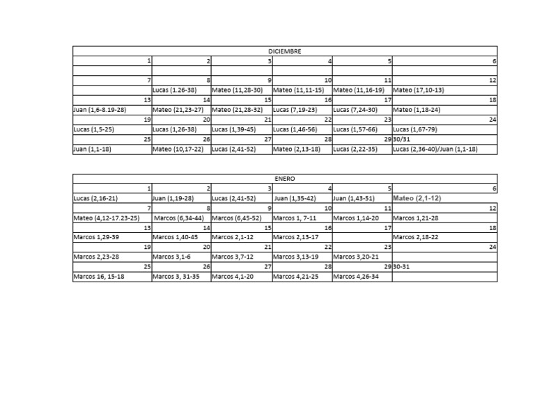 Calendario Evangelio PDF