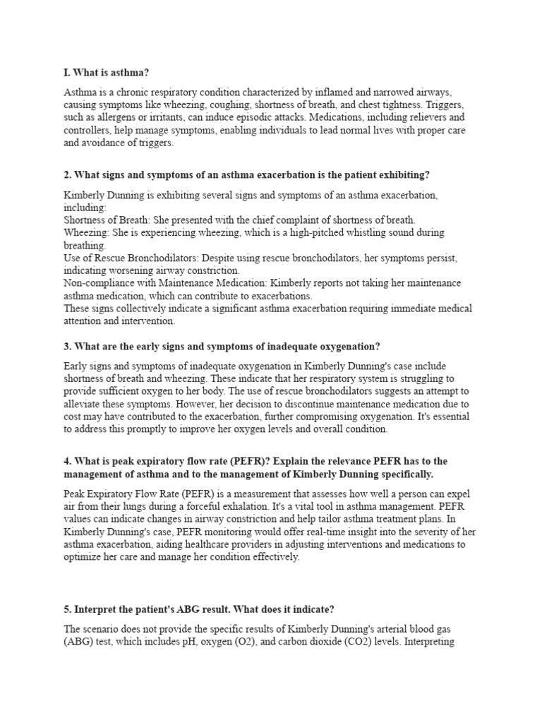 Asthma Case Study Complet. PDF Asthma Physiology