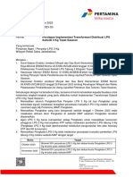 Surat No 1619 TGL 26 Sept 2023 Persiapan Implementasi Transformasi Distribusi LPG Subsidi 3 KG Tepat Sasaran