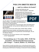1933, Der Weg ins Dritte Reich, Lesung und Diskussion mit Dr. phil. Ulrich Schneider, Historiker, Die Pumpe, Galerie, Haßstr. 22, 24103 Kiel, 03.11.2023, 19.00 Uhr