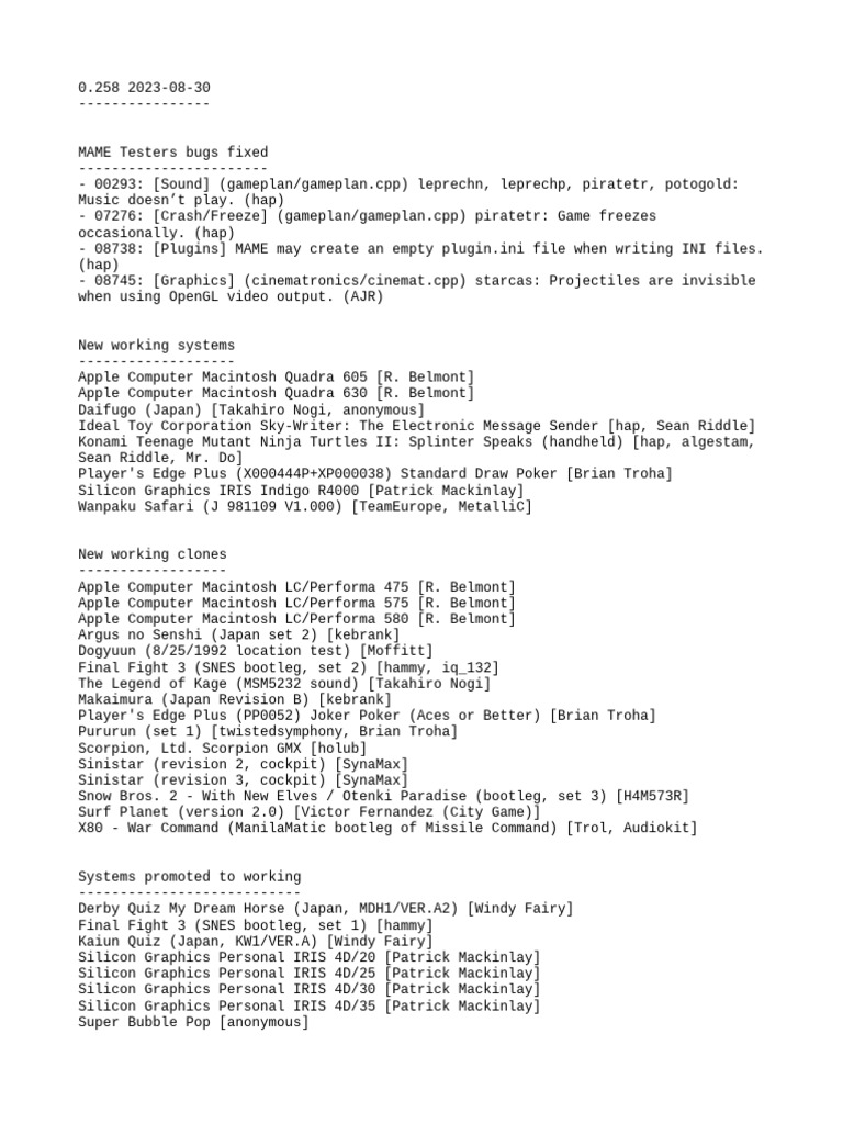 MAME Update: Bug Fixes & New Systems | PDF | Computing | Computer ...
