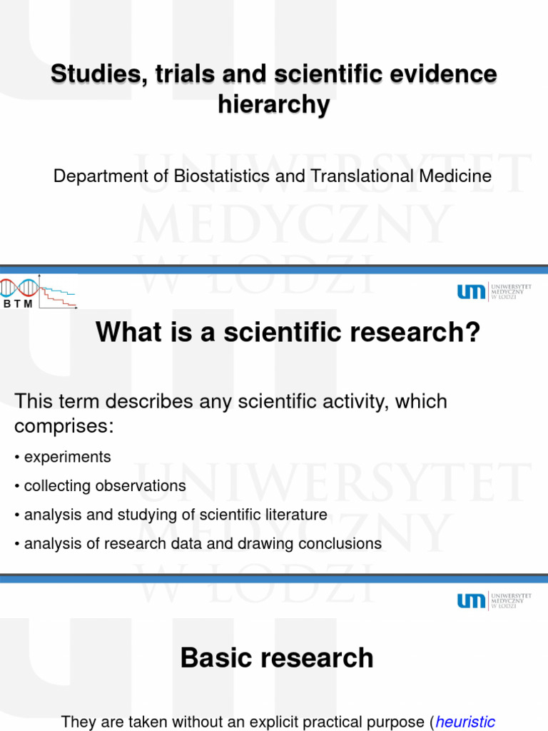 Studies, Trials and Scientific Evidence Hierarchy Lecture 1 BT Download Free PDF Cohort