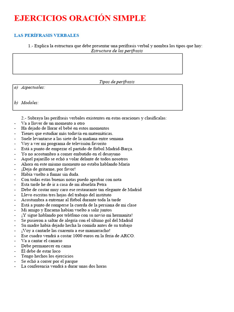 Práctica Oración Simple Pdf