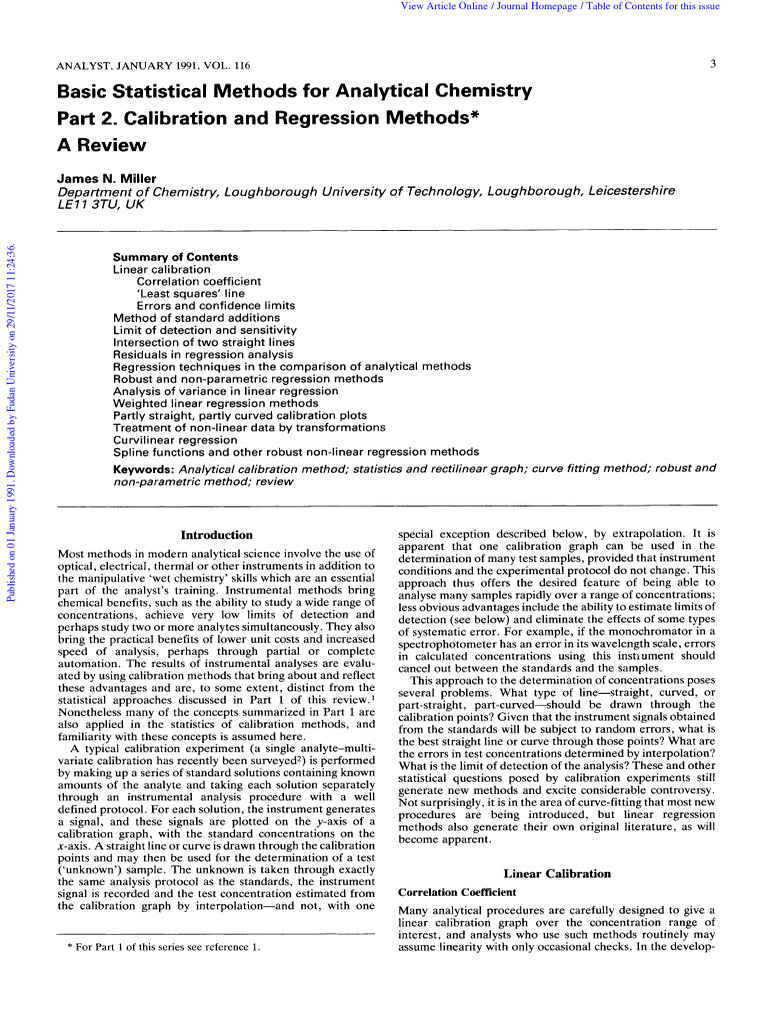 Calibration Methods in Analytical Chemistry | PDF | Regression Analysis ...