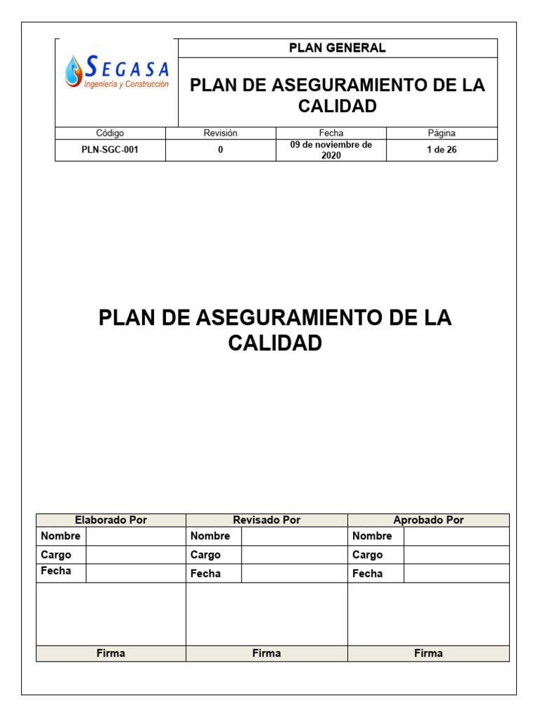 Plan de Aseguramiento de Calidad 2020 | PDF | Calidad (comercial ...