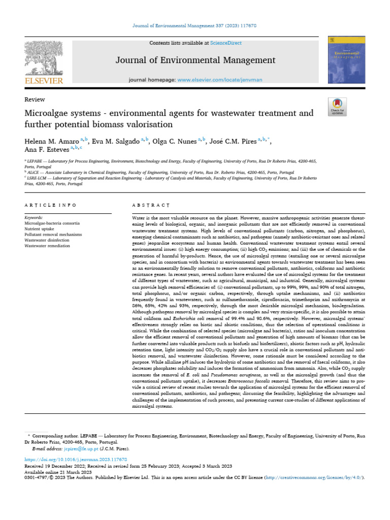 Microalgae in Wastewater Treatment | PDF | Sewage Treatment | Water ...
