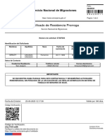 Certificado de Residencia Prorroga: Servicio Nacional de Migraciones