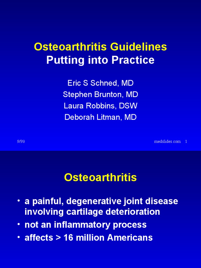 Osteoarthritis Guidelines: Putting Into Practice | PDF | Osteoarthritis ...