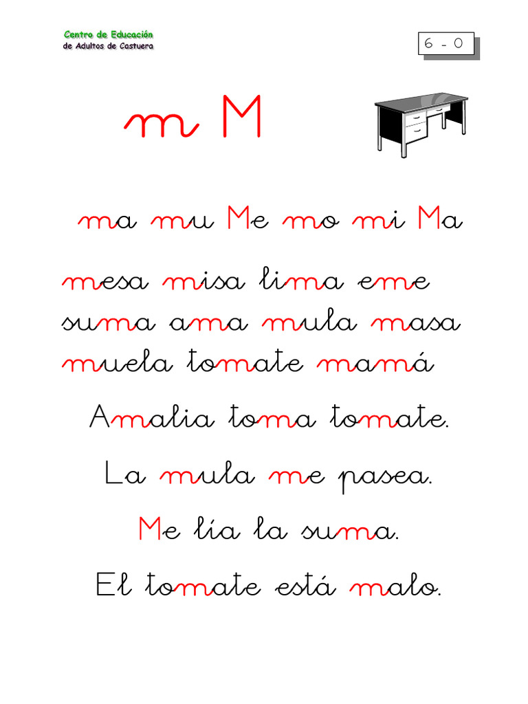 Ejercicios de lengua con la letra M | PDF