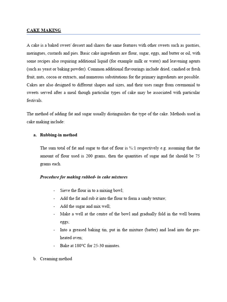 Cake Making Techniques and Tips | PDF | Cakes | Sodium Bicarbonate