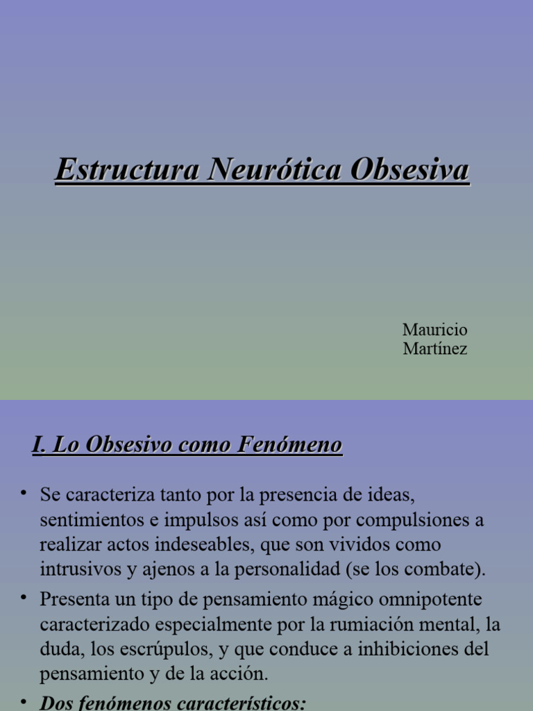 Estructura Neurótica Obsesiva: Complejos y Compulsiones | PDF ...