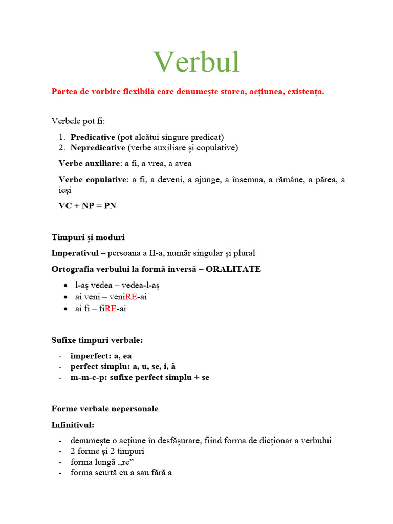 Verbul | PDF