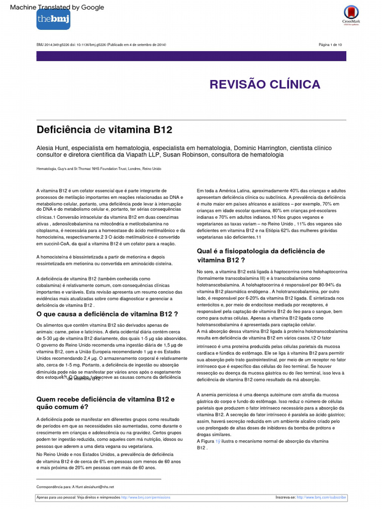 Vitamin B12 Deficiency PDF Vitamina B12 Anemia