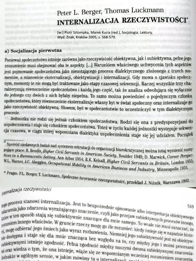 Berger Luckmann Internalizacja Rzeczywistosci Pdf