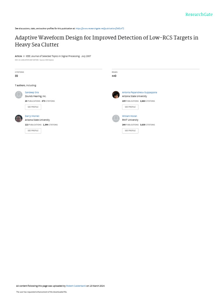 Adaptive Waveform Design for Detection | PDF | Eigenvalues And ...