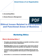 Ethical Issues Related To Participants and Functional Areas of Business