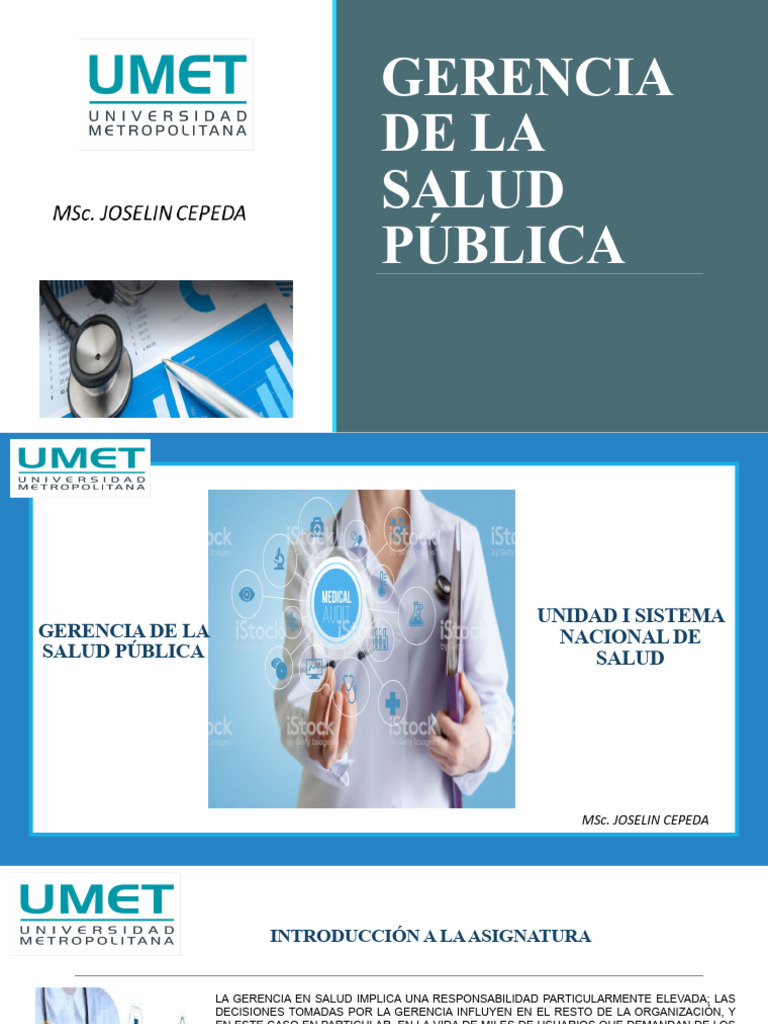 Clases 1 Unidad I Gerencia En Salud Pública Pdf Economias
