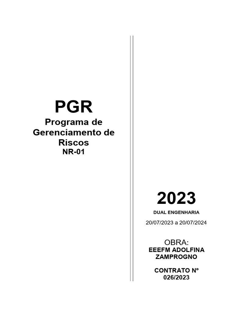 Pgr Programa De Gerenciamento De Riscos Pdf Engenharia Eletricista