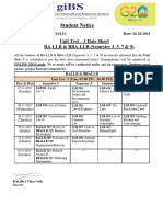 Student Notice: Unit Test - 3 Date Sheet BA-LLB & BBA-LLB (Semester 3, 5, 7 & 9)