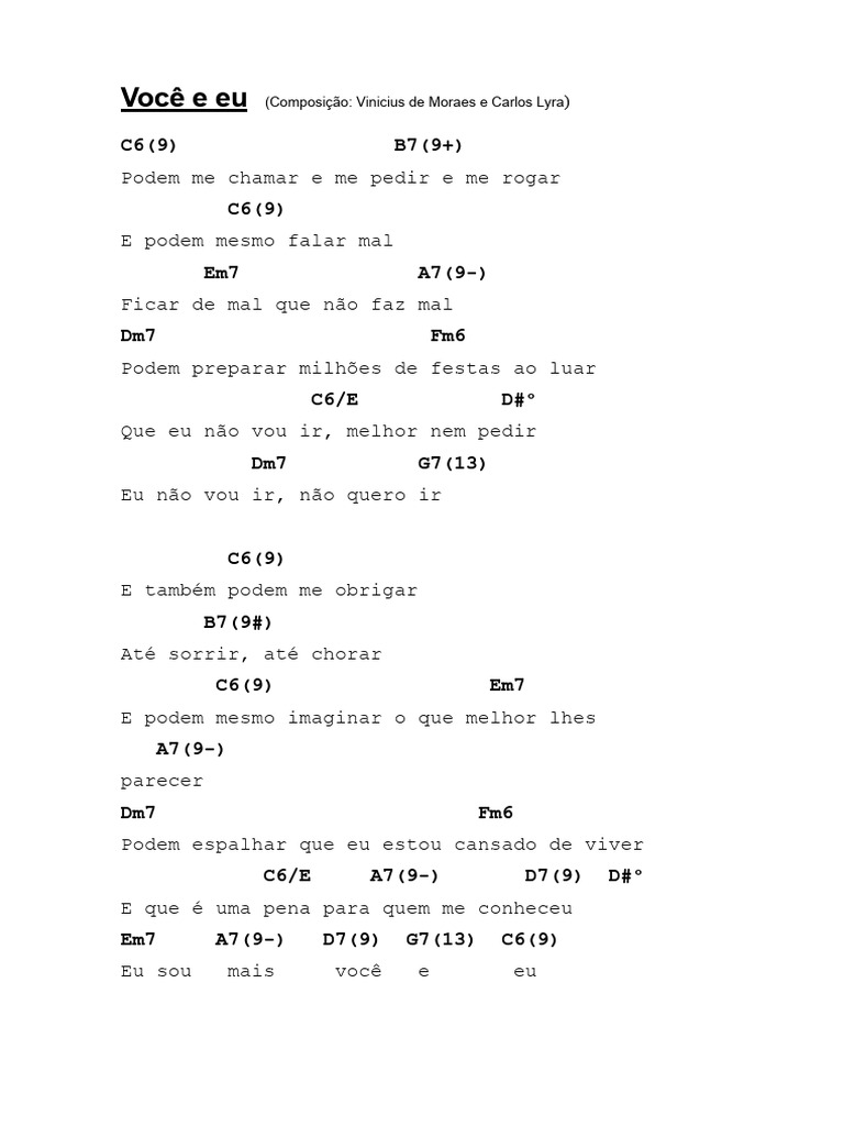 Você e Eu - Letra e Cifras | PDF