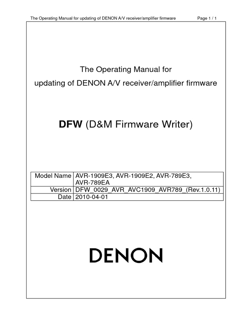 DENON A/V Receiver Firmware Update Guide | PDF