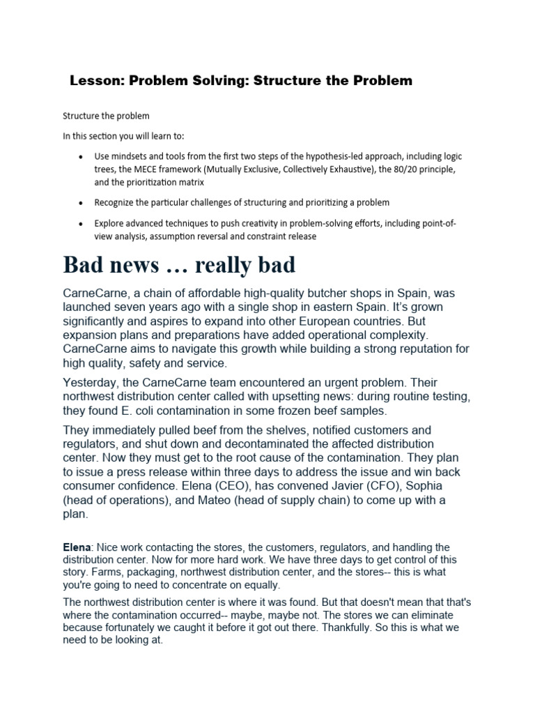 Lesson Problem Solving Structure The Problem | PDF | Hypothesis ...