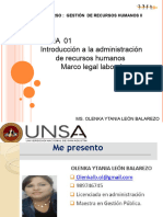 Tema 01 Introduccion A Los Recursos Humanos, Marco Legal Laboral en El Peru