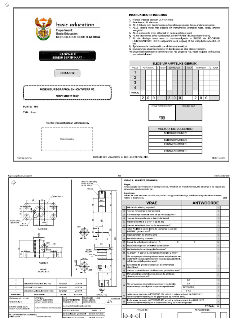 Engineering Graphics & Design P2 Nov 2022 Afr | PDF