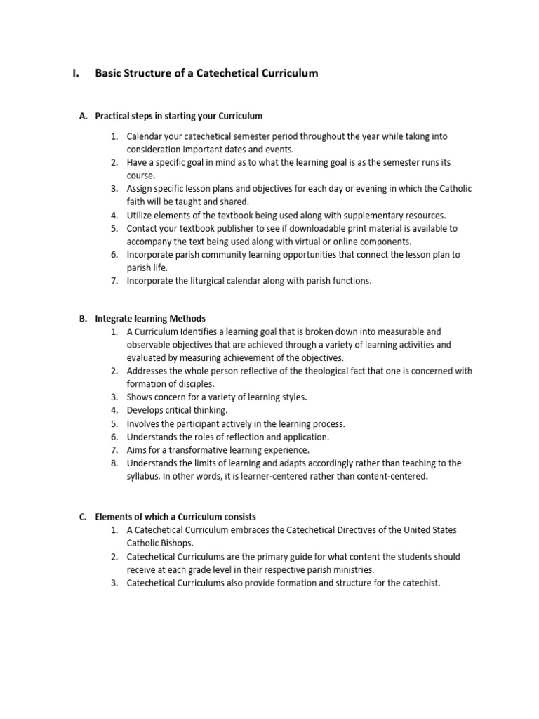 Catechetical Curriculum Guide | PDF | Catechism | Curriculum