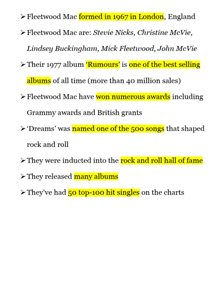 Fleetwood Mac Facts PDF