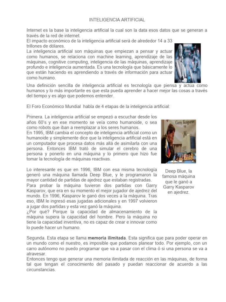 Evolución de la Inteligencia Artificial | PDF | Inteligencia artificial ...