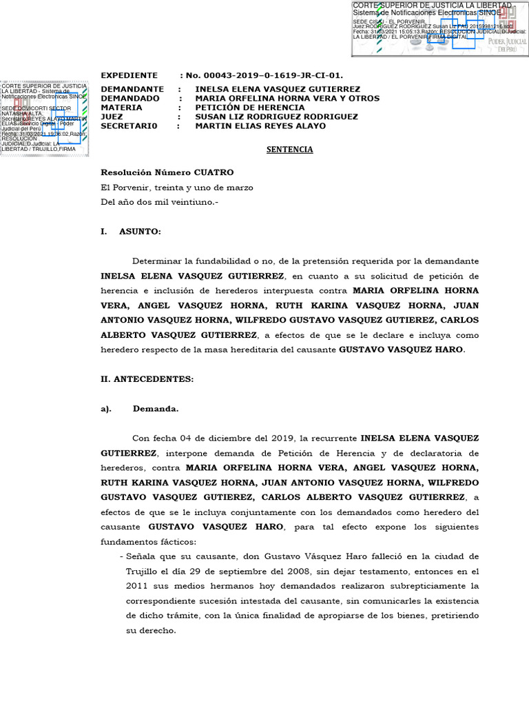 Modelo Se Sentencia | PDF | Herencia | Intestacy