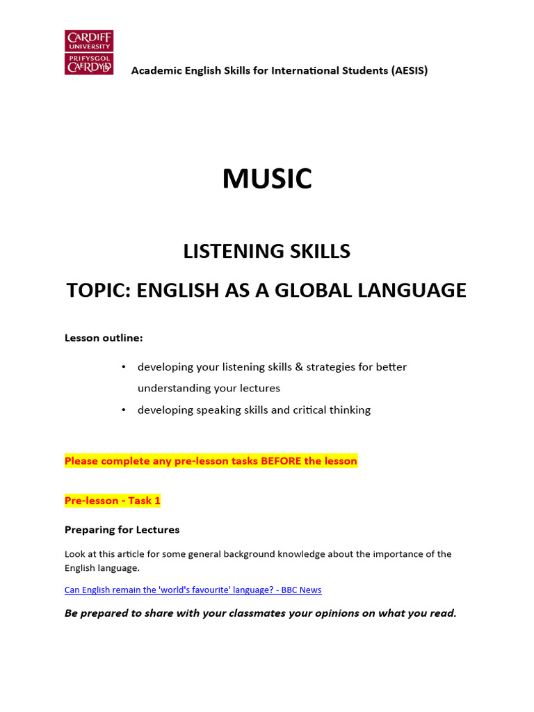 Enhancing English Listening Skills | PDF | English Language | Lecture