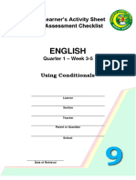English: Learner's Activity Sheet Assessment Checklist