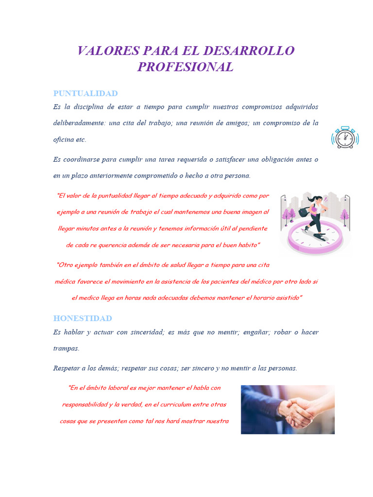 Valores Clave para el Desarrollo Profesional | PDF | Verdad | Virtud