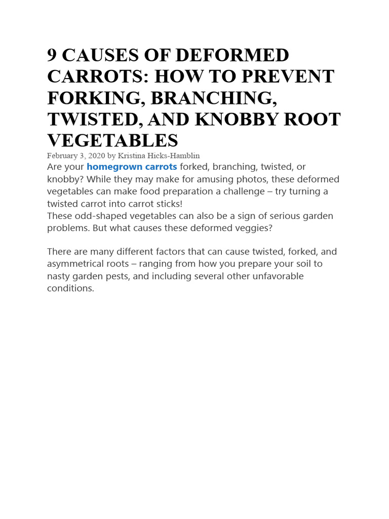 Preventing Deformed Carrots: 9 Causes | PDF | Carrot | Pest (Organism)