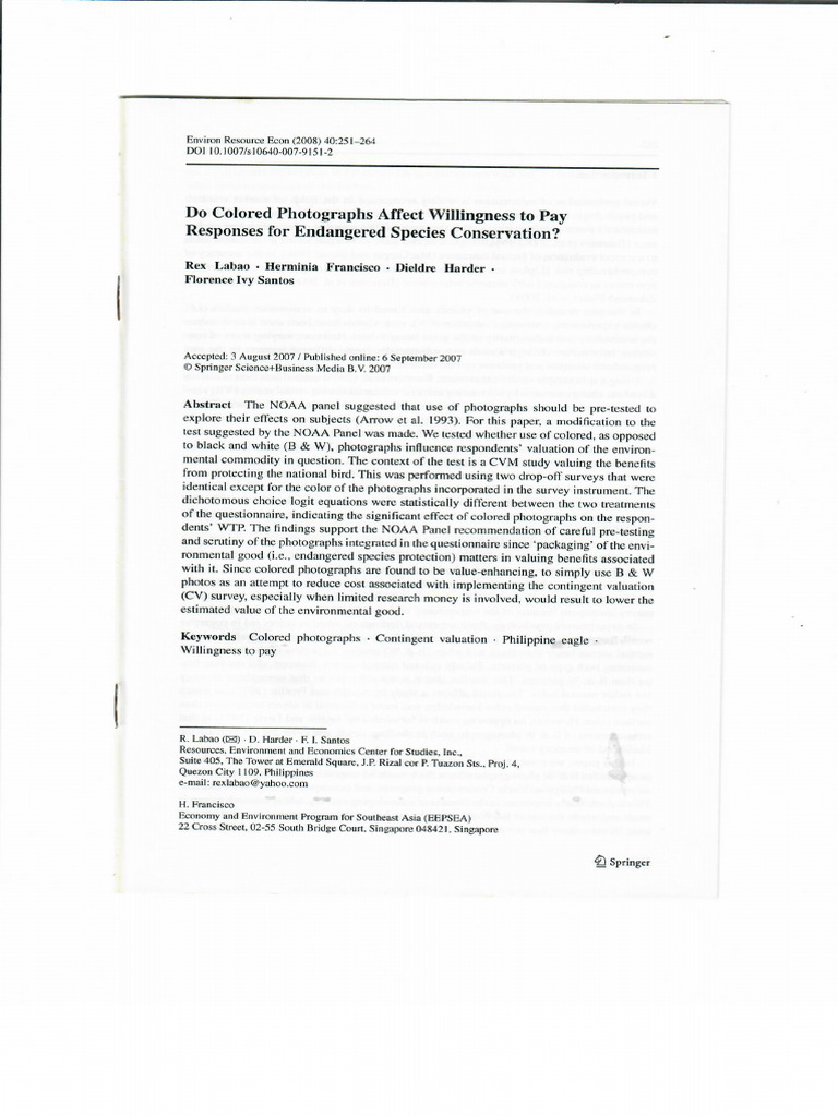 Journal article on contingent valuation pdf