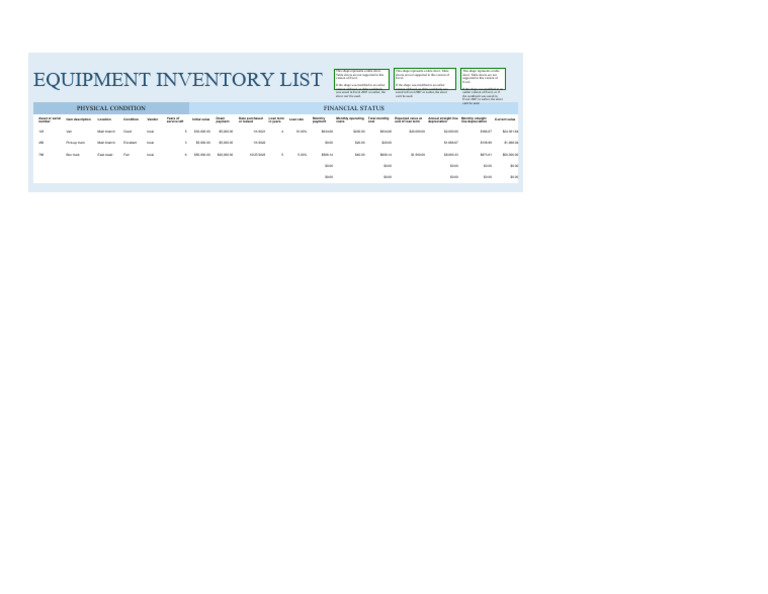Equipment Inventory List | PDF | Depreciation | Microsoft Excel