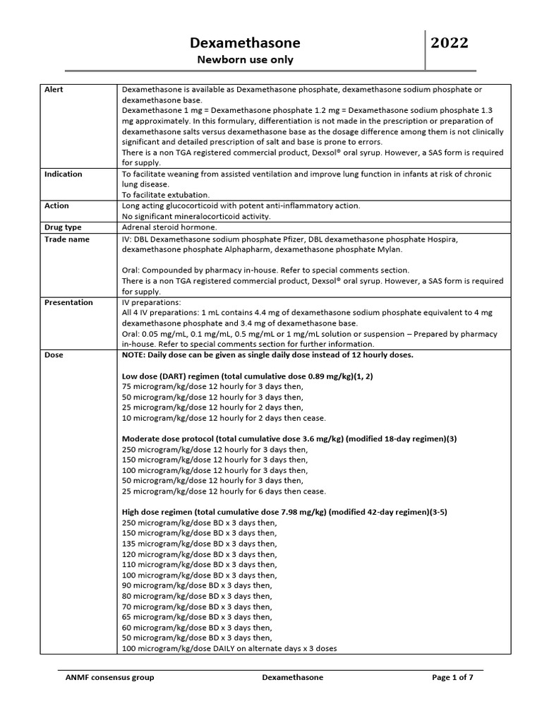 Dexamethasone ANMFv6.0 20220506 | PDF | Preterm Birth | Chronic ...