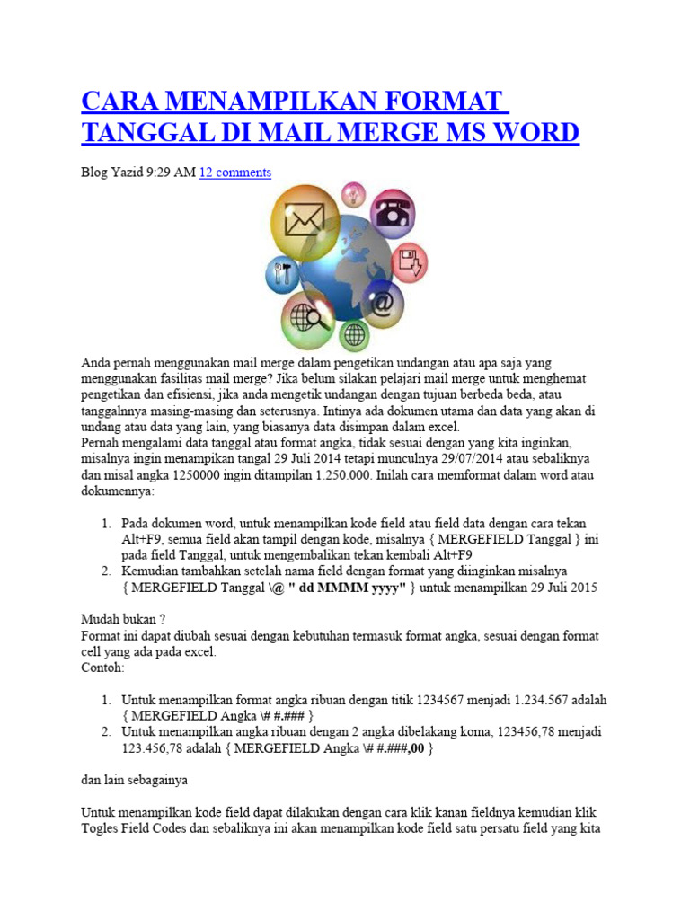 Cara Menampilkan Format Tanggal Di Mail Merge Ms Word PDF